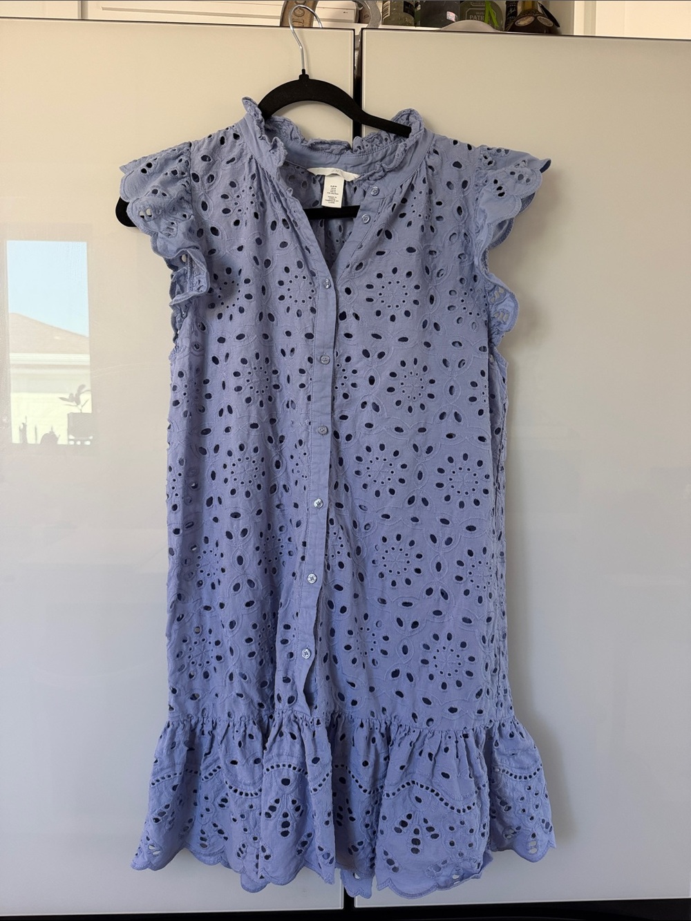 H&M Lavender Eyelet Button-Front Dress with Ruffle Hem
